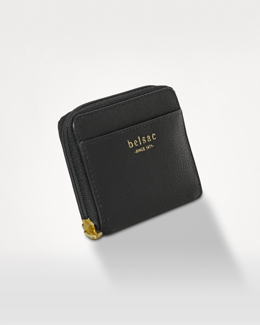 Sort møntpung i blødt anilinlæder set fra siden