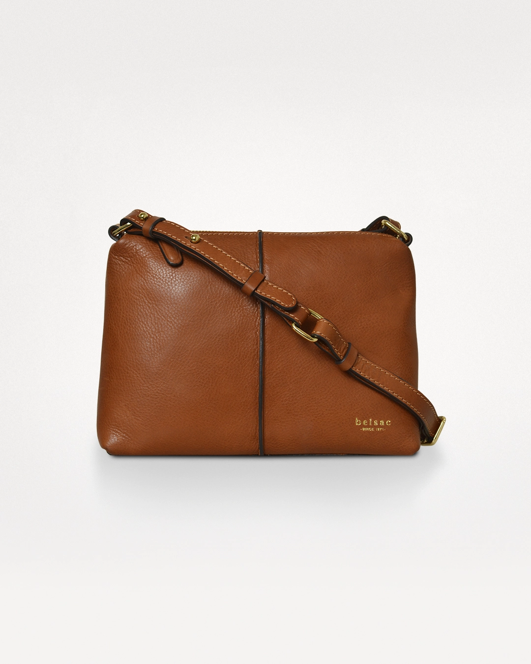 Ofelia crossbody taske i cognacfarvet anilinlæder set forfra