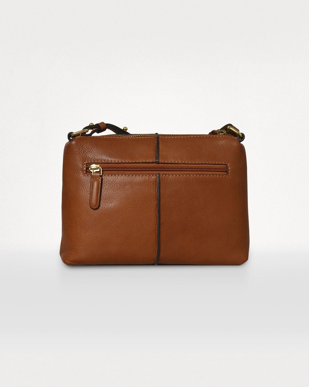 Ofelia, cognac crossbody i skind 3 Ofelia cognac crossbody taske i anilinlæder med skjult lynlåslomme bagpå