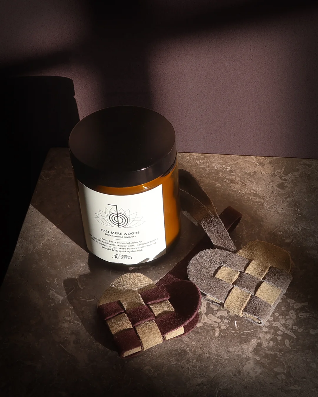 flettet julehjerte ruskind burgundy beige 4