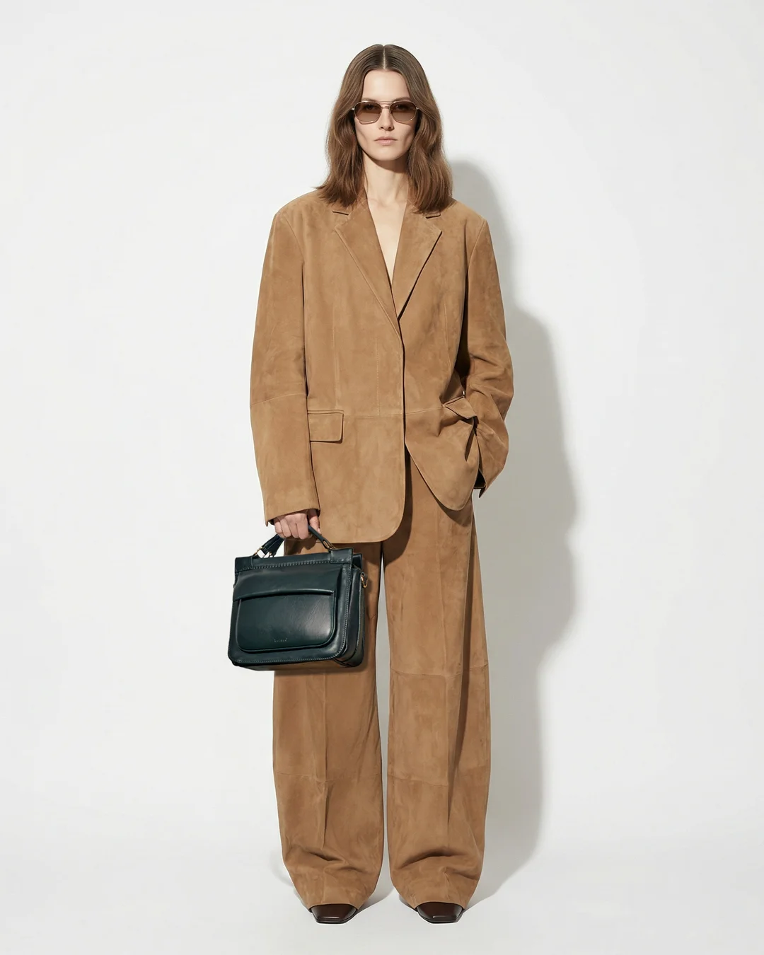 Kathleen crossbody taske i dyb grøn farve i blødt læder på model