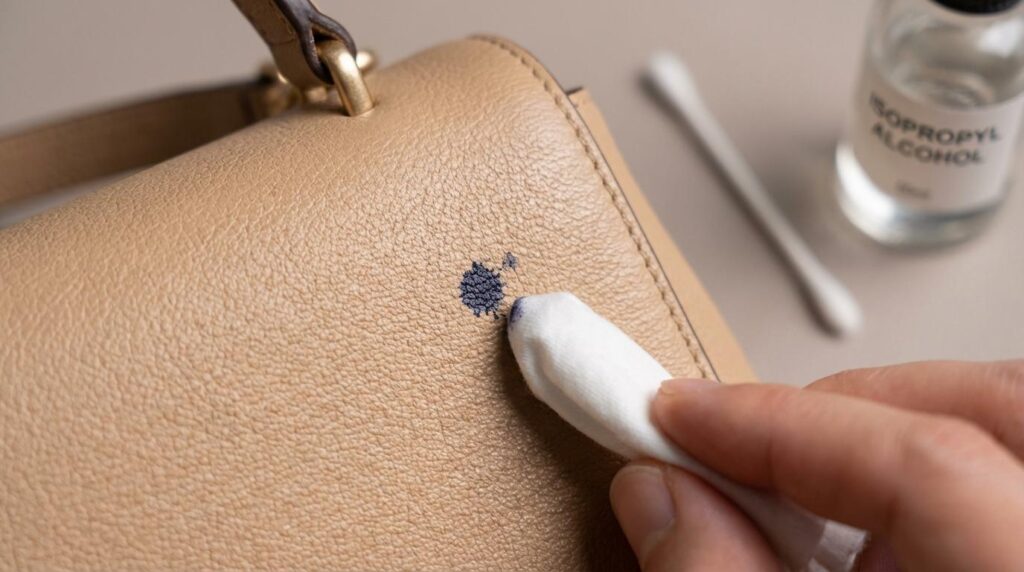 fjerne pletter på lædertaske