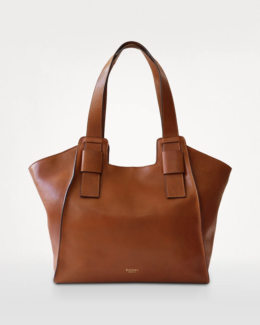 Hannah, cognac shopper i læder