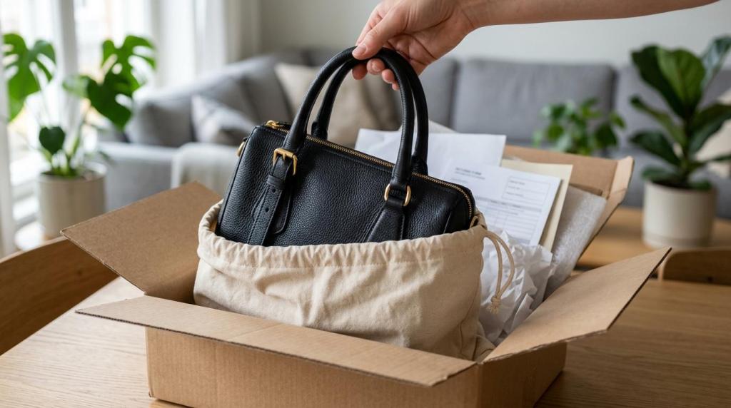 retur af lædertaske webshop