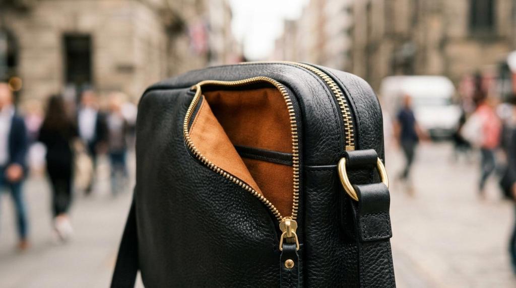 sort crossbody taske læder