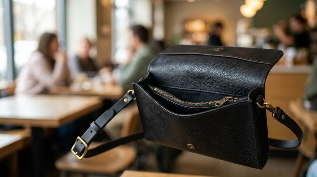 clutch taske med lang rem